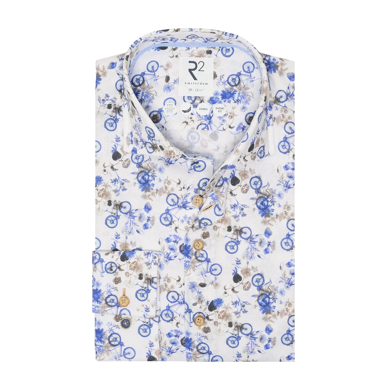 Bicycle print linen shirt