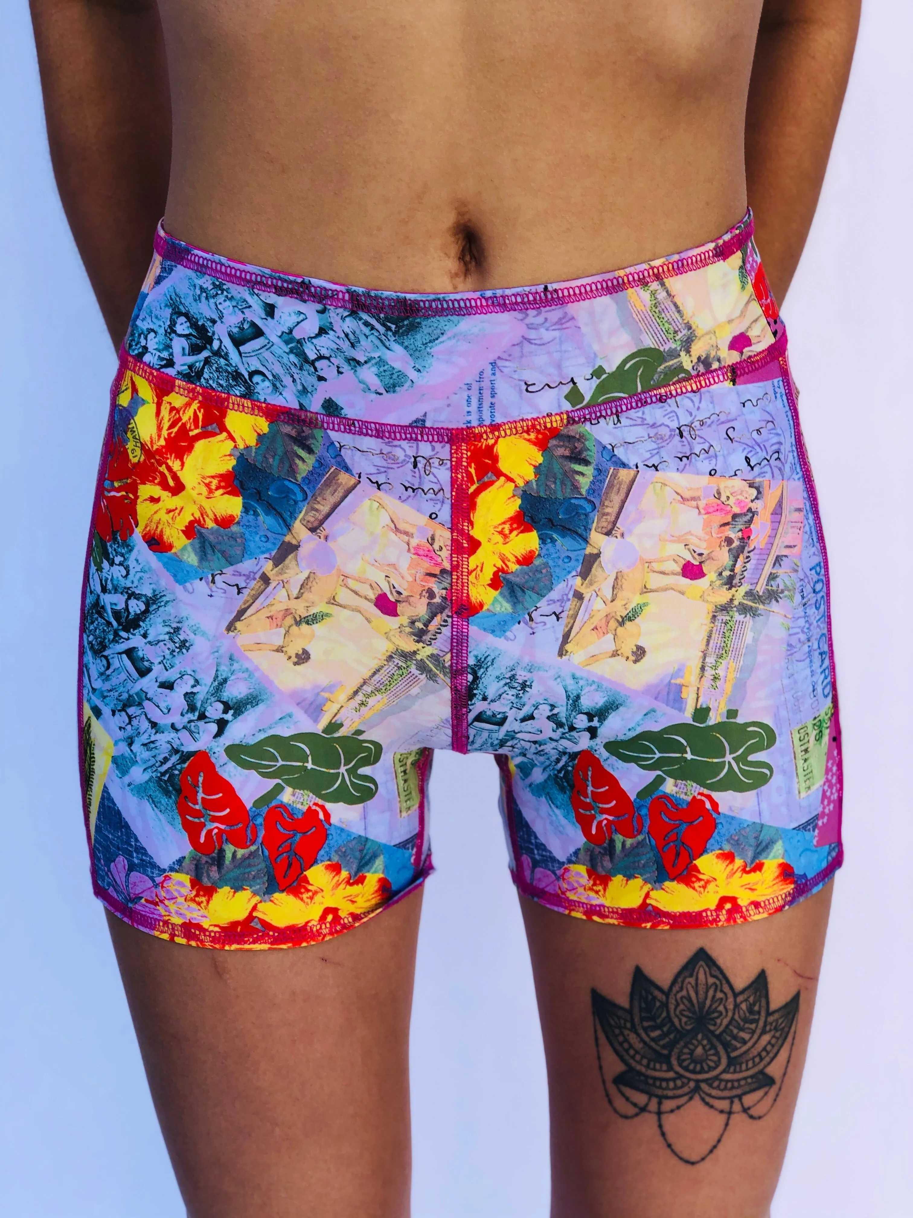 BIKE SHORTS VINTAGE PINK HAWAII/PINK BATIK