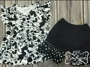 Black and White Vintage Short Set