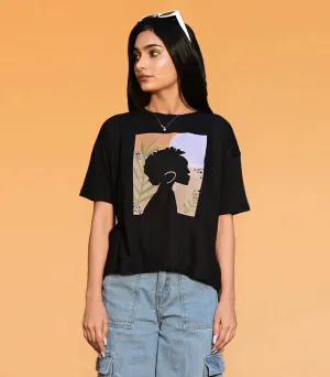 BLACK COTTON TEE-FT