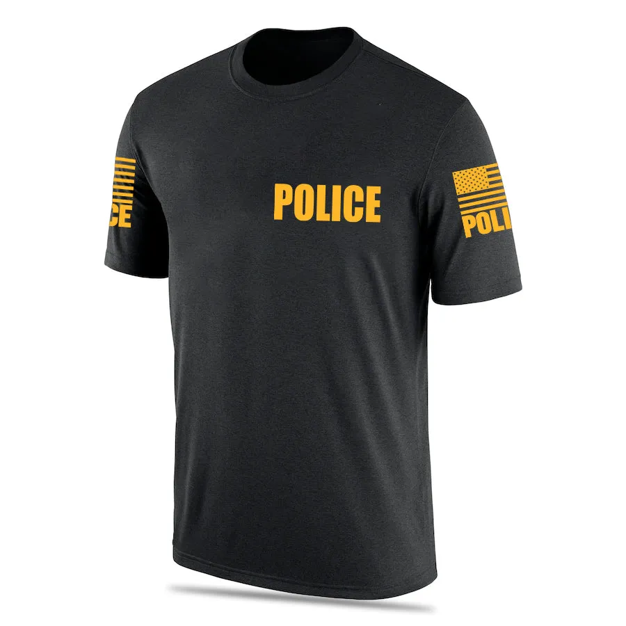 Black Police Men's Shirt - Short Sleeve (Golden Yellow)