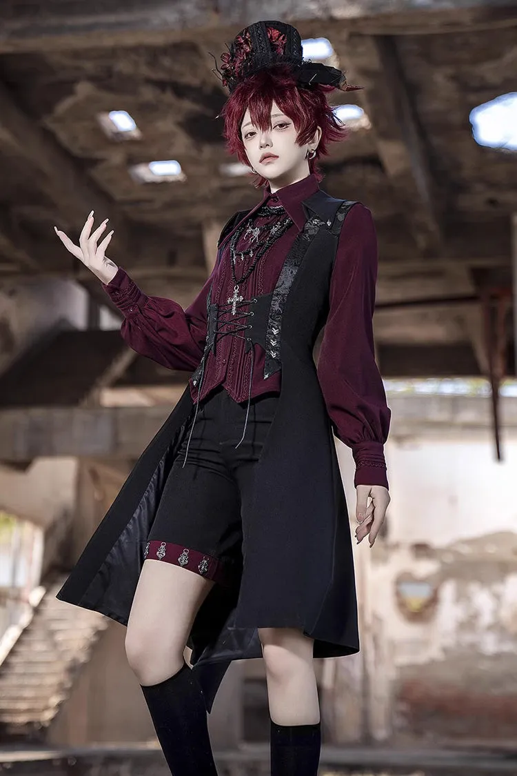 Black Print Slim Gothic Vintage Prince Ouji Lolita Shorts