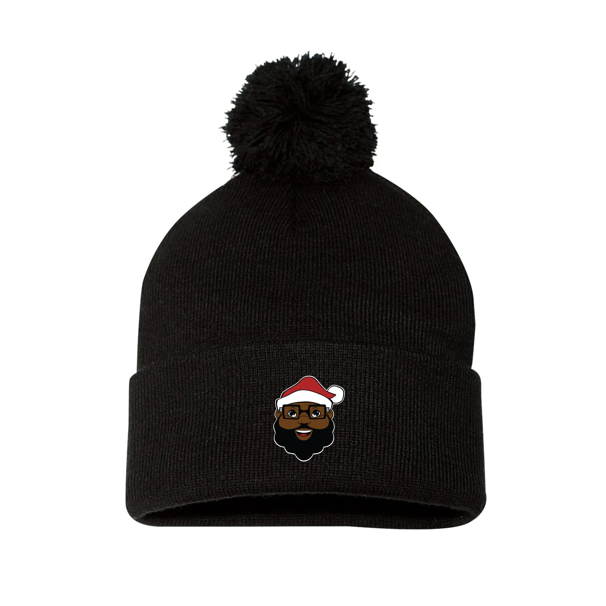 Black Santa Pom Pom Beanie