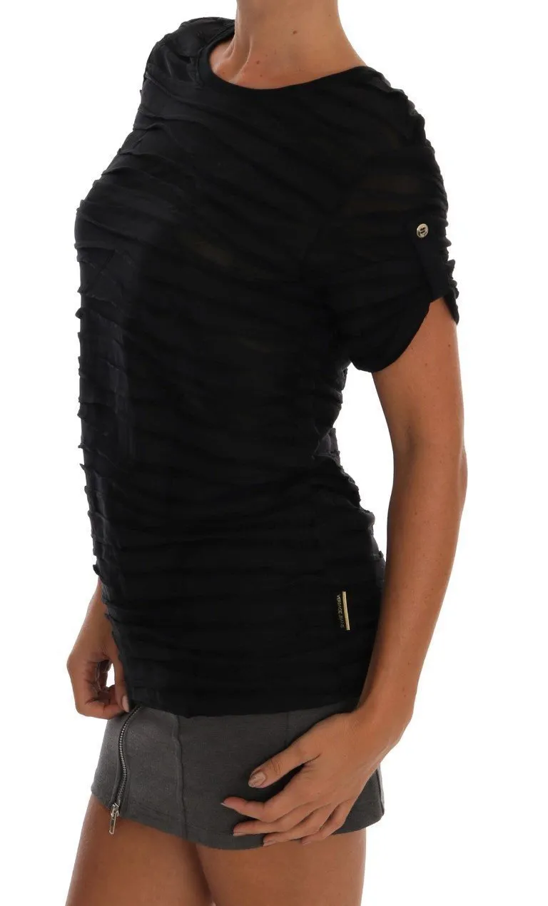Black Stretch Ruffled T-Shirt