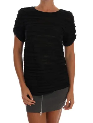 Black Stretch Ruffled T-Shirt