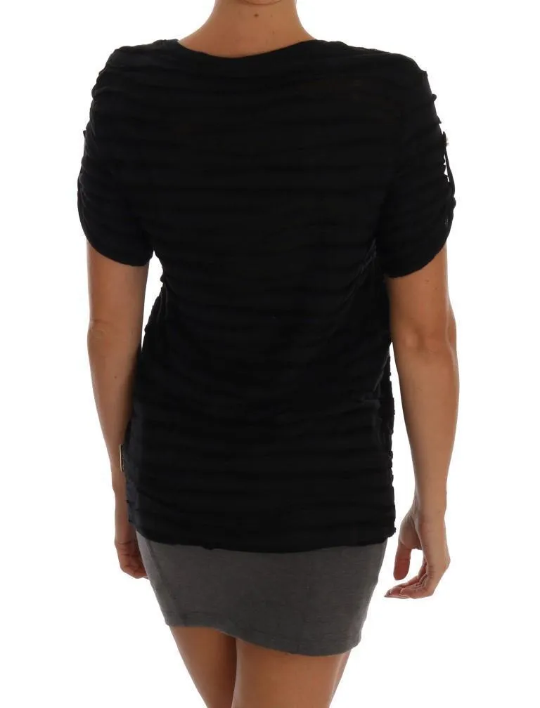 Black Stretch Ruffled T-Shirt