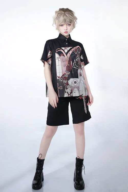 Black Vintage Night Command Rose Thorns Embroidery Ouji Lolita Shorts