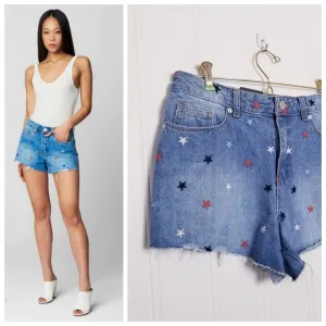 Blank NYC Cutoff Jean Shorts Womens Size 28 The Barrow Vintage High Rise Stars