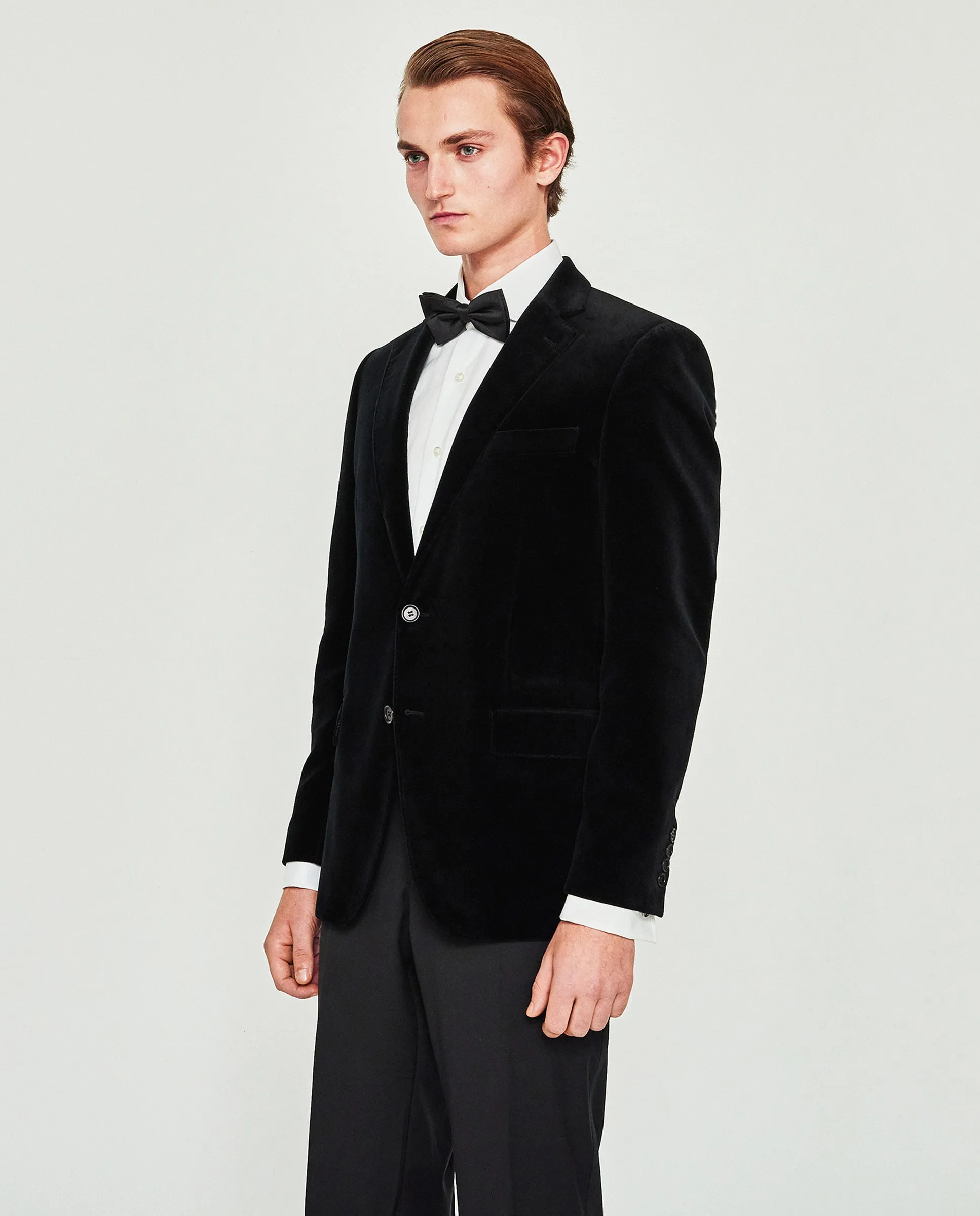 Blazer regular fit terciopelo negro