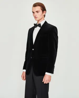 Blazer regular fit terciopelo negro