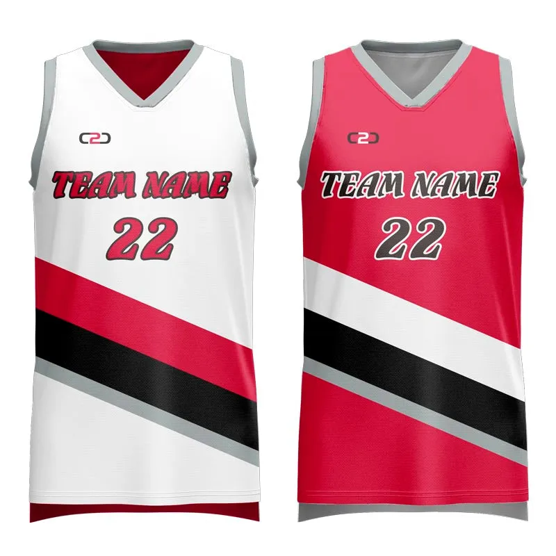 Blazers-Inspired Reversible SlimFit HP V Neck Basketball Singlet Design Your Own Custom