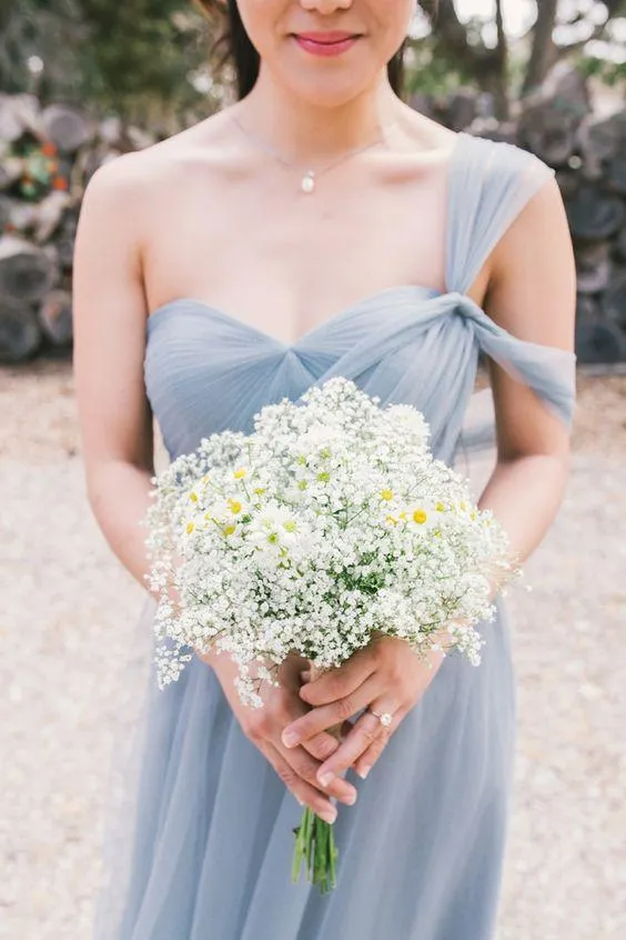 Blue Grey Cheap Long Tulle Mismatched Convertible Bridesmaid Dresses, WG250