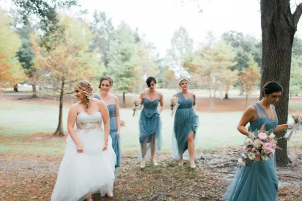 Blue Grey Cheap Long Tulle Mismatched Convertible Bridesmaid Dresses, WG250