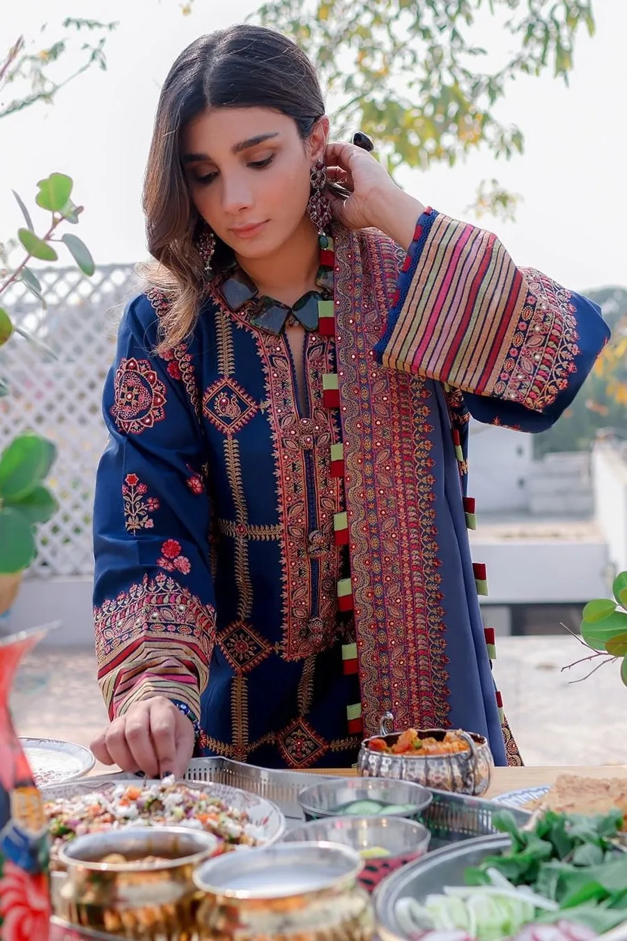 Blue Salwar Kameez Pakistani Eid Dress in Premium Lawn