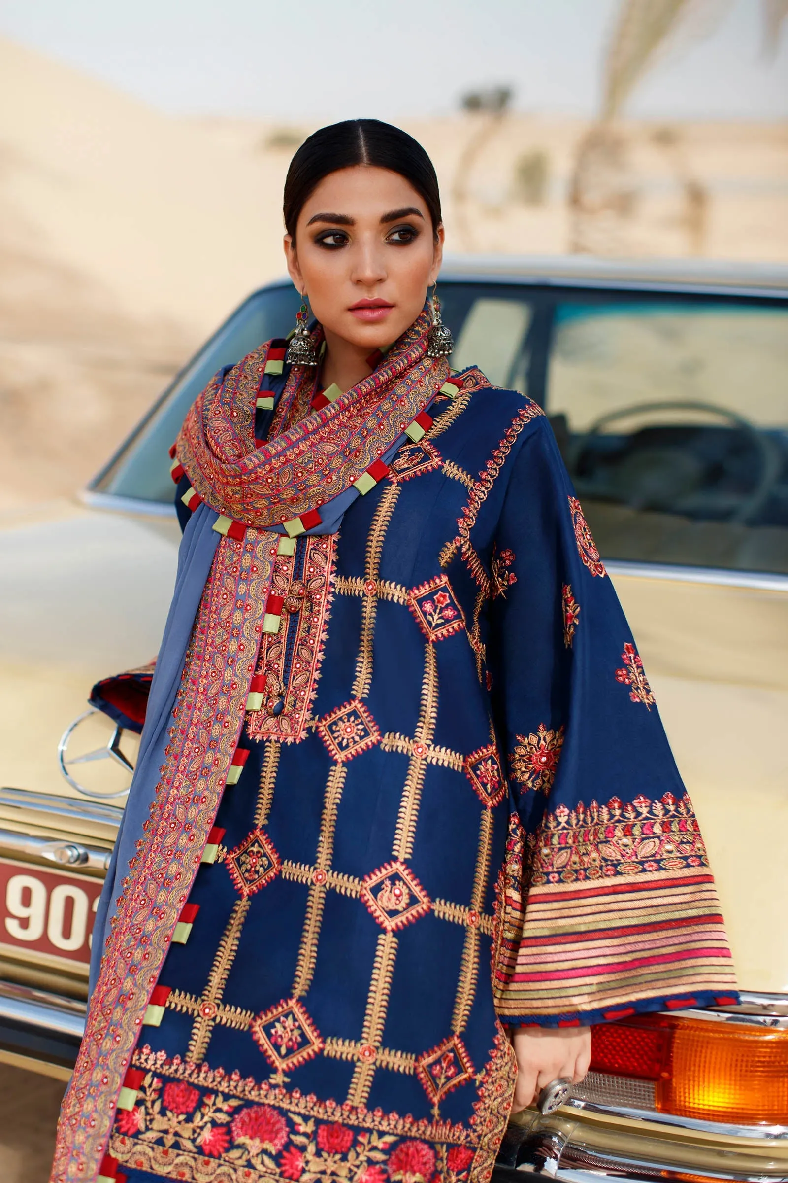 Blue Salwar Kameez Pakistani Eid Dress in Premium Lawn