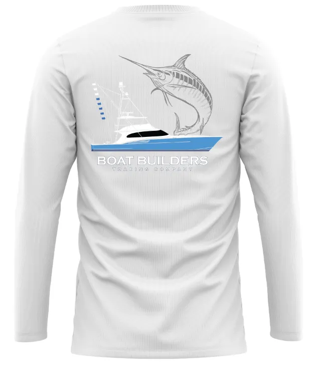 Boat Builders Trading Co. Performance Long Sleeve - Blue Sportfish w Marlin