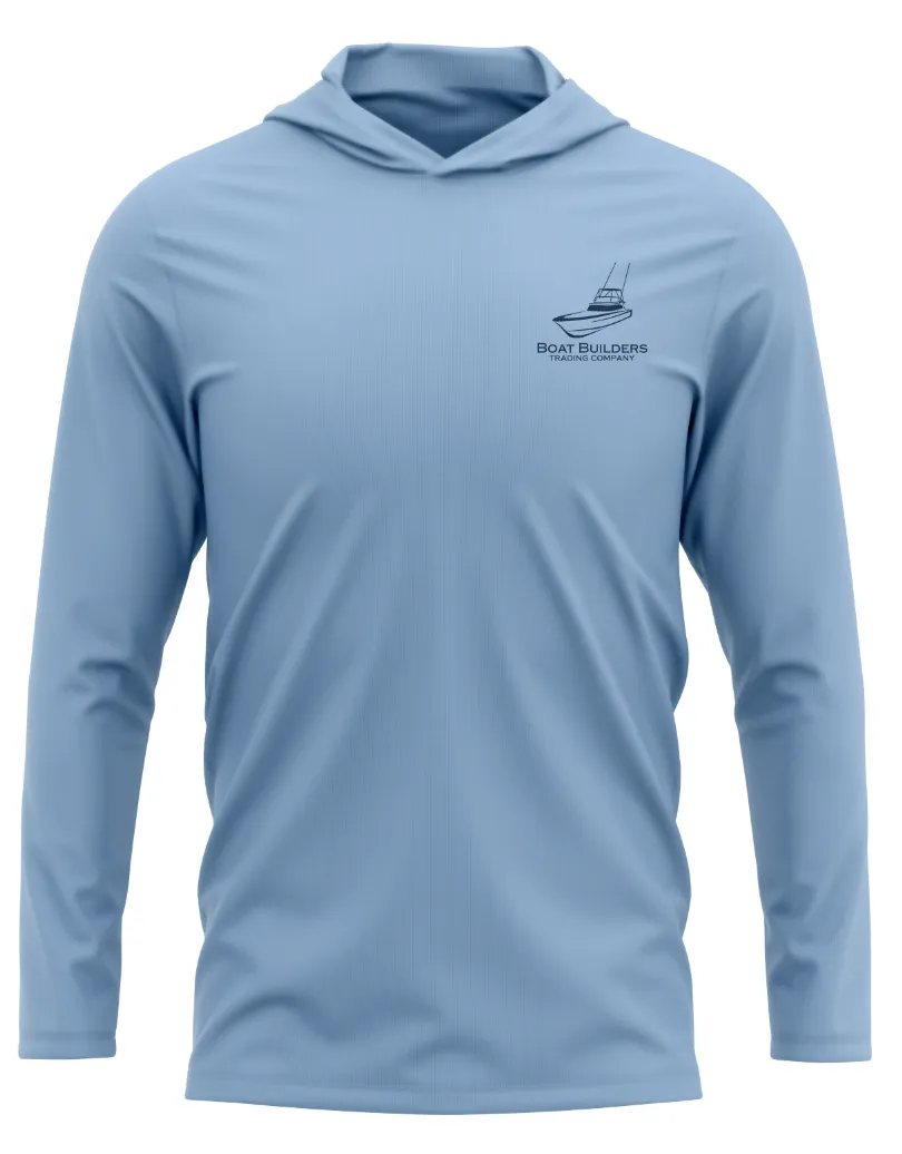 Boat Builders Trading Co. Sky Blue Hooded Performance - Sportfish Line Drawing
