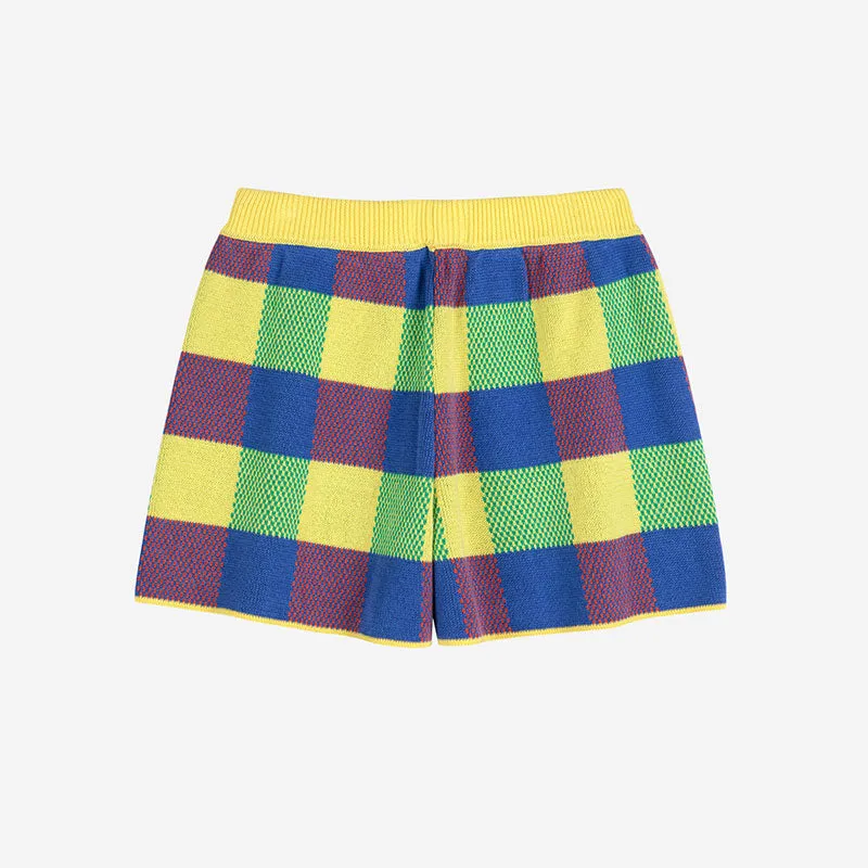 Bobo Choses Woman - Vichy jacquard cotton knitted shorts