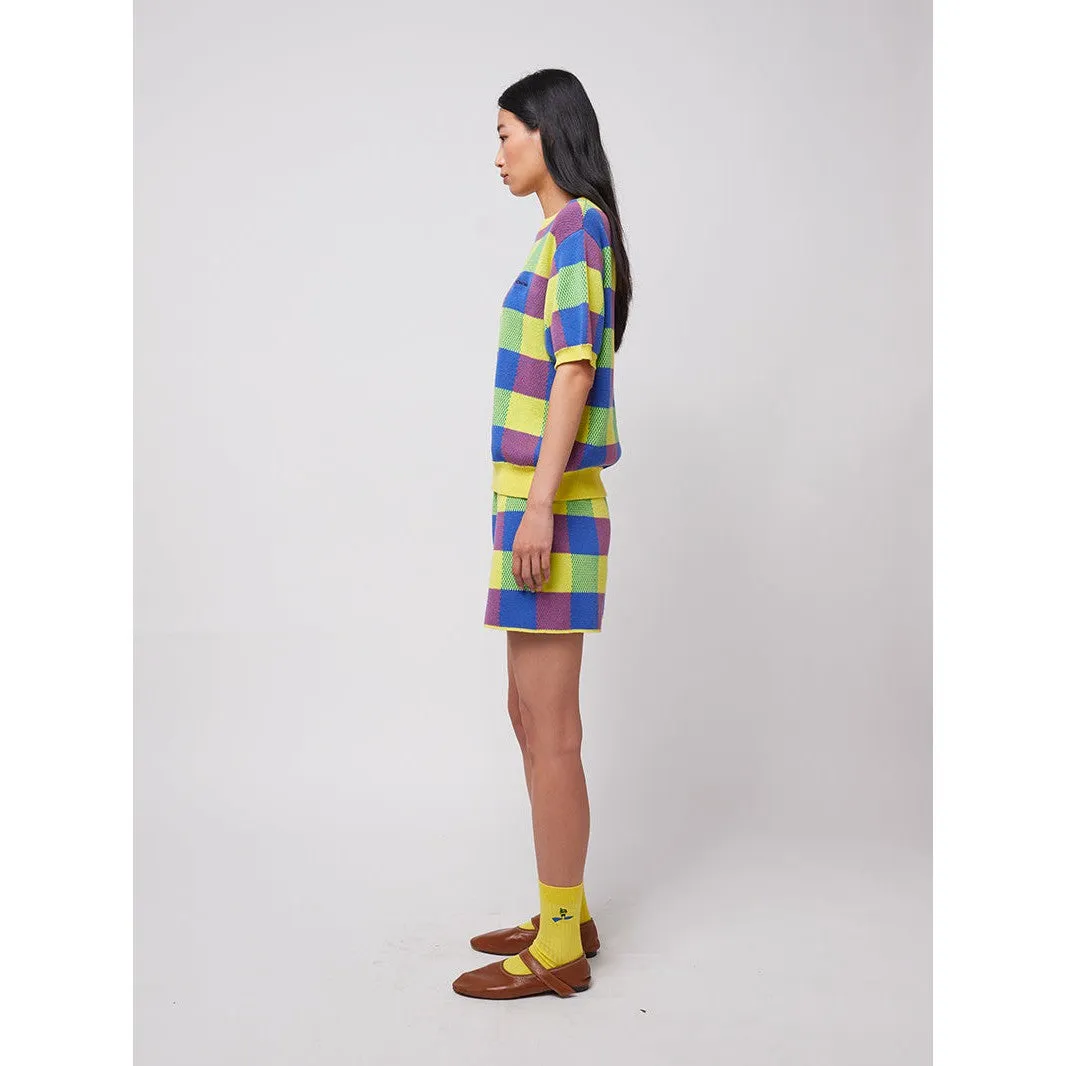 Bobo Choses Woman - Vichy jacquard cotton knitted shorts