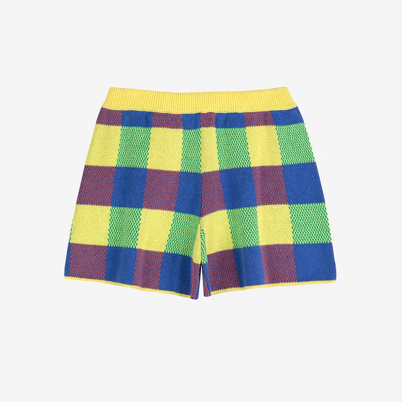 Bobo Choses Woman - Vichy jacquard cotton knitted shorts