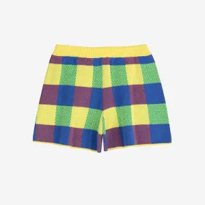 Bobo Choses Woman - Vichy jacquard cotton knitted shorts