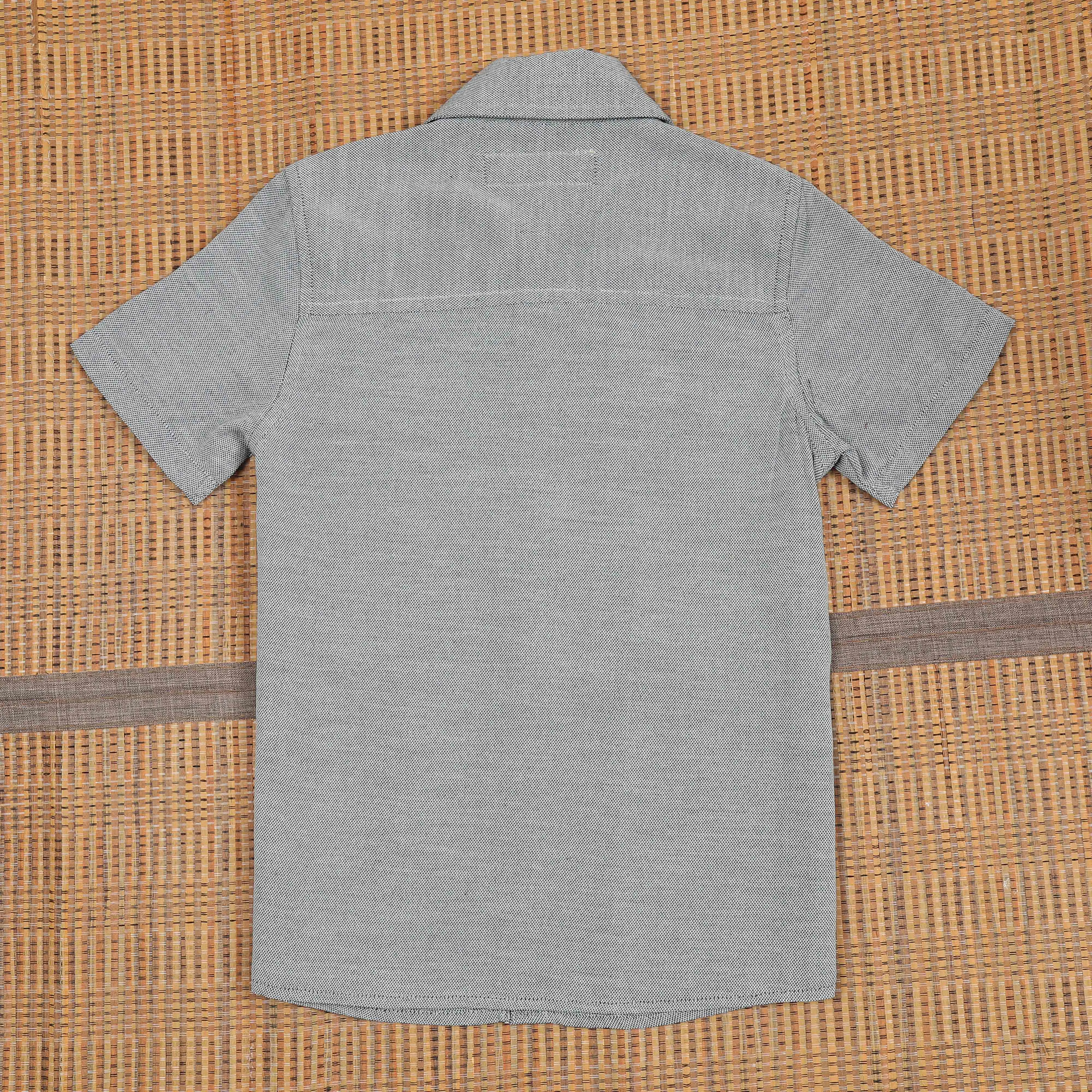 Boys Double Pocket Solid Shirt Metal Grey