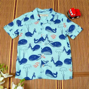Boys Fish Printed Shirt Light Turquoise