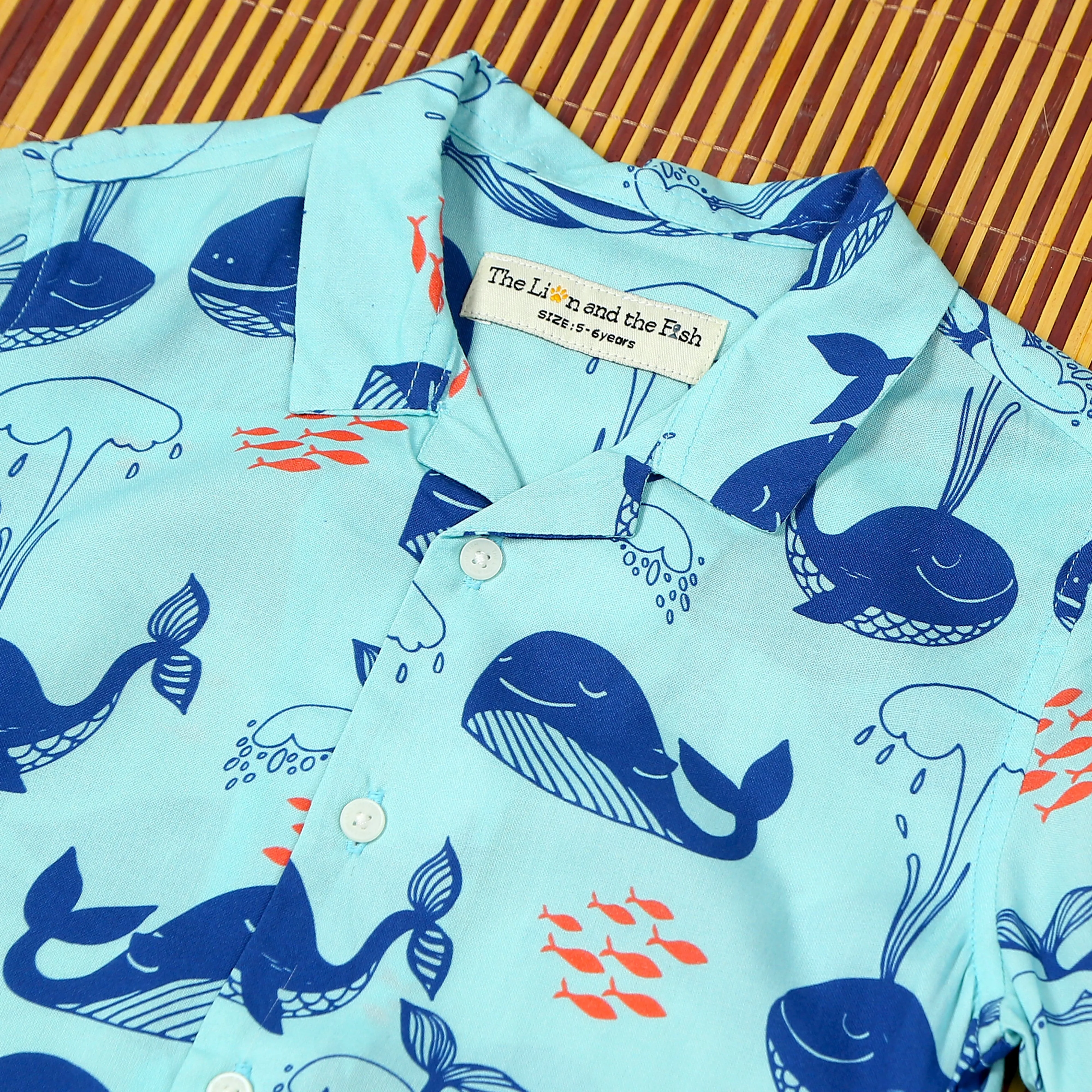 Boys Fish Printed Shirt Light Turquoise