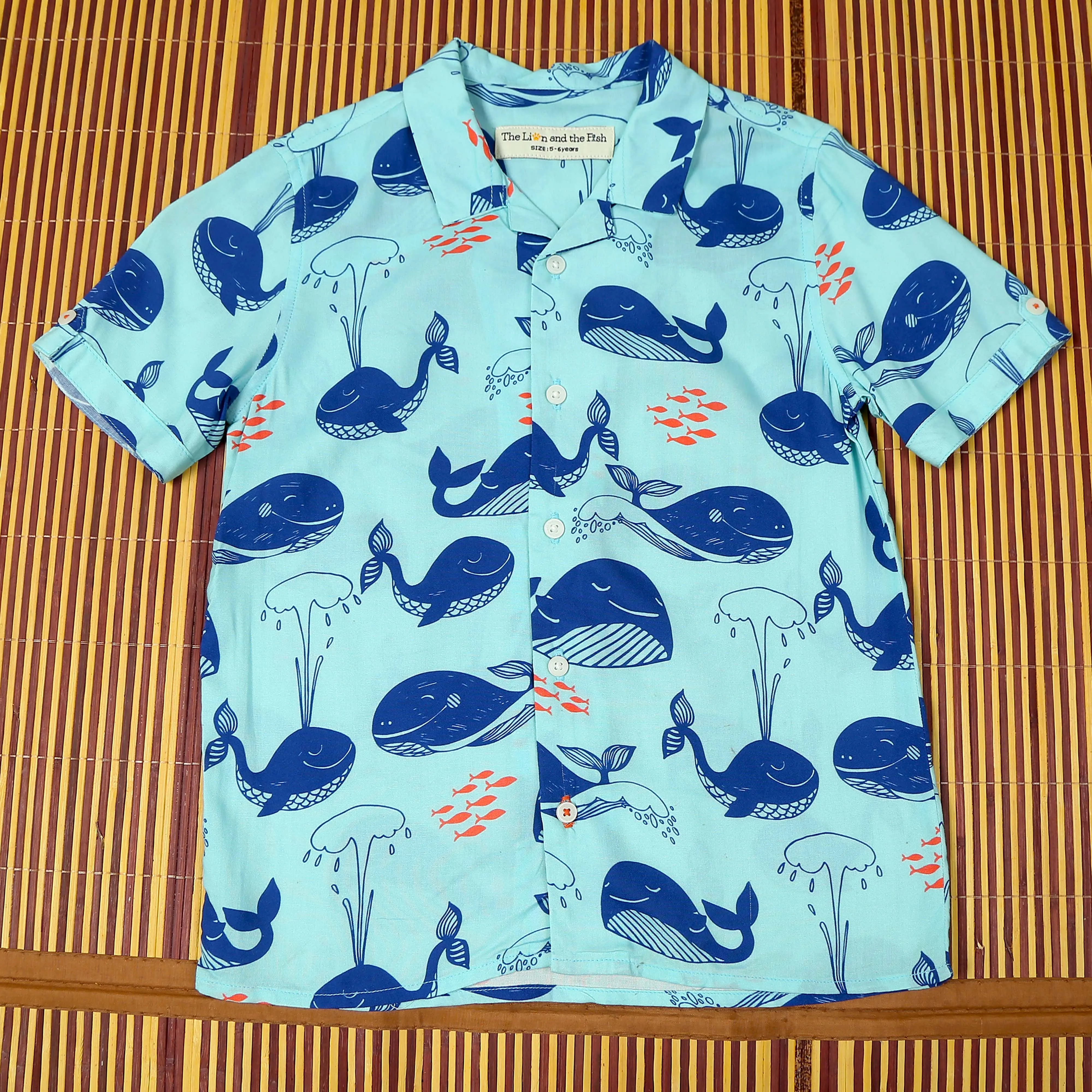 Boys Fish Printed Shirt Light Turquoise