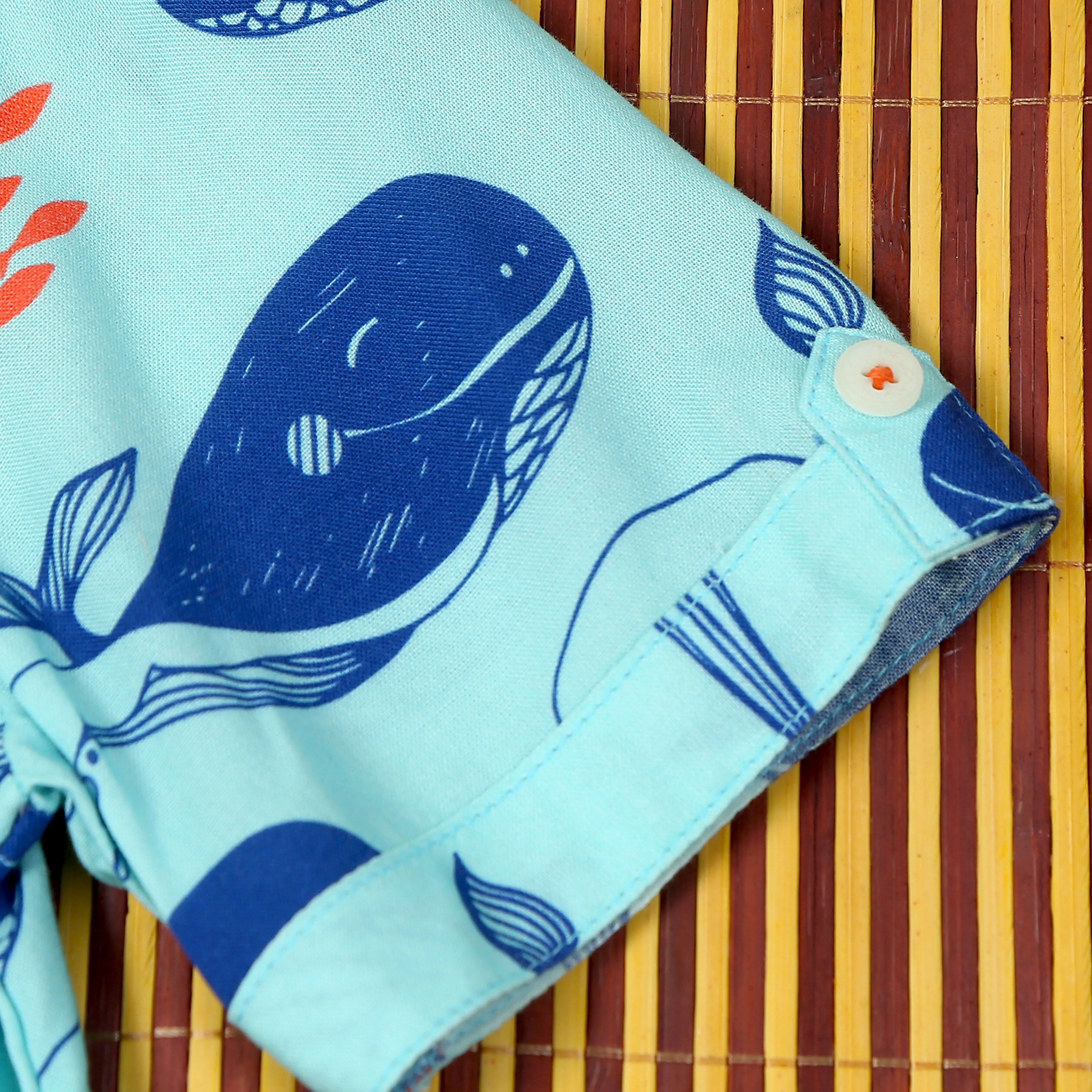 Boys Fish Printed Shirt Light Turquoise