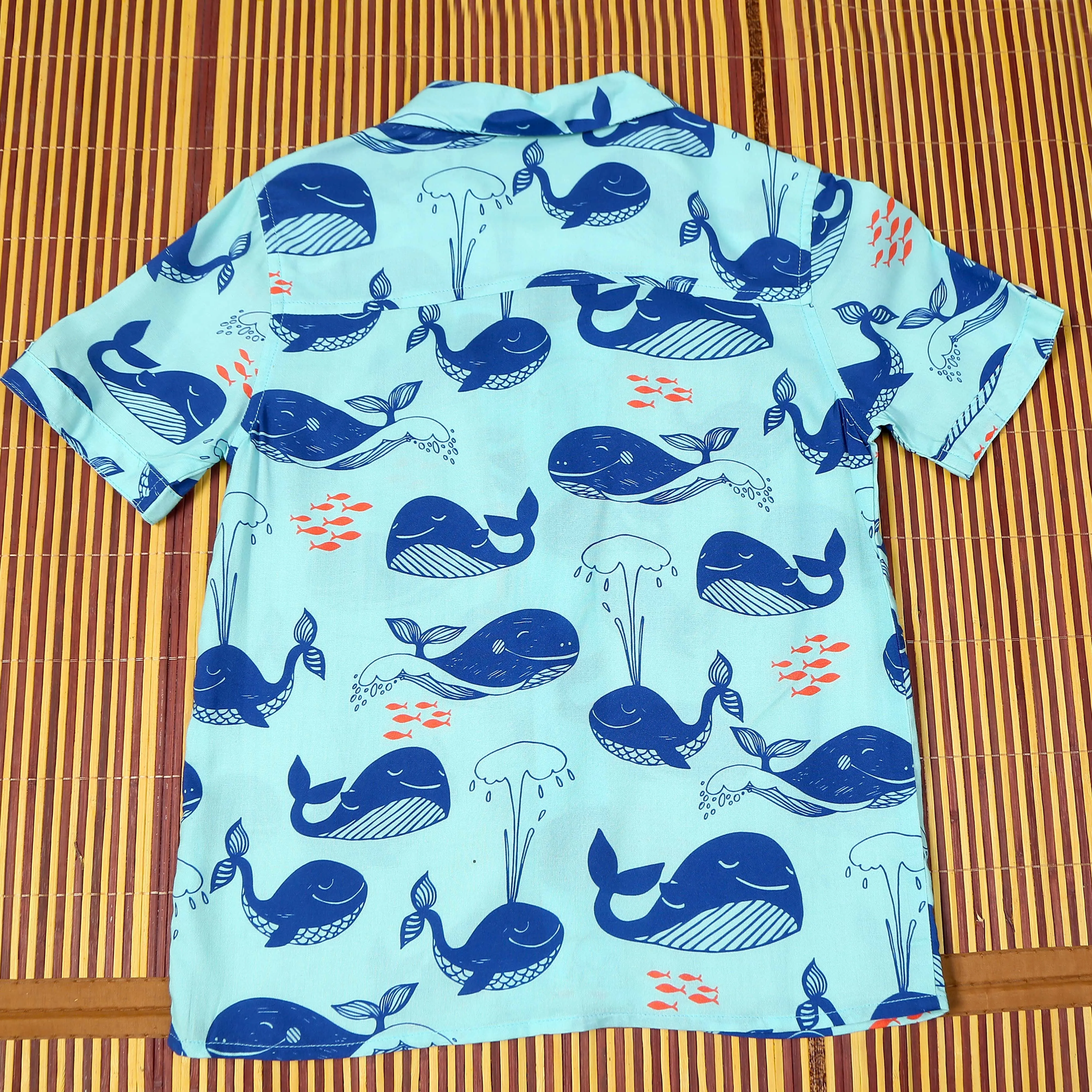 Boys Fish Printed Shirt Light Turquoise