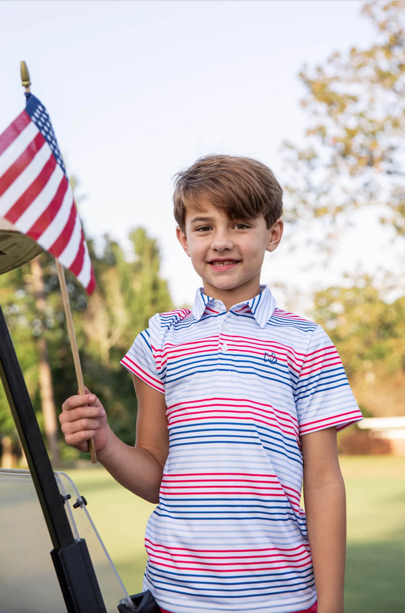 Boys Performance Polo - Americana Stripe