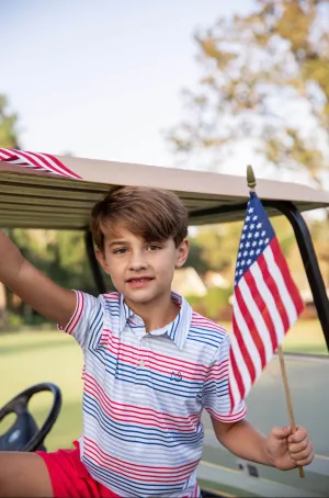 Boys Performance Polo - Americana Stripe
