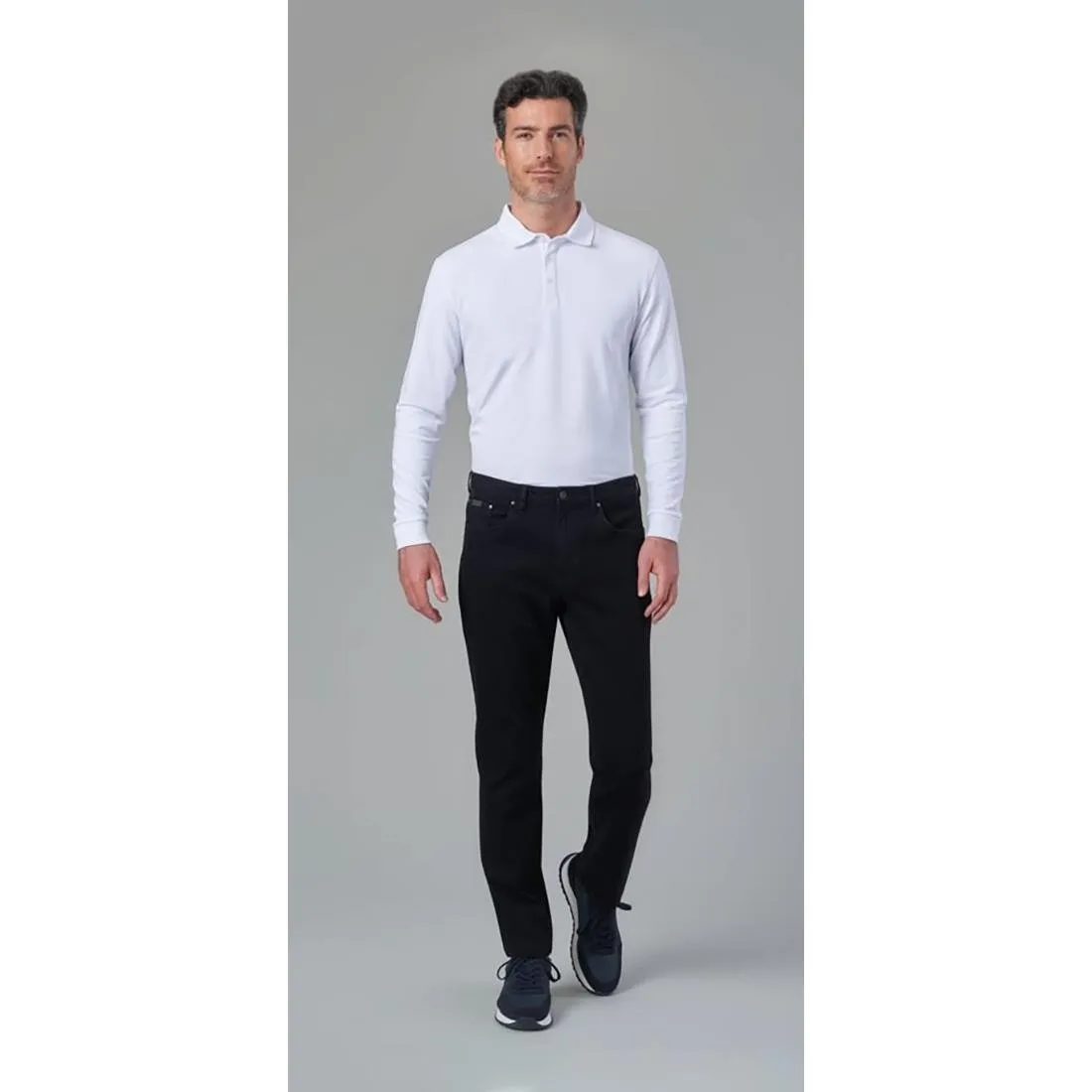 Brook Taverner Frederick Mens Long Sleeve Polo Shirt White Size XL
