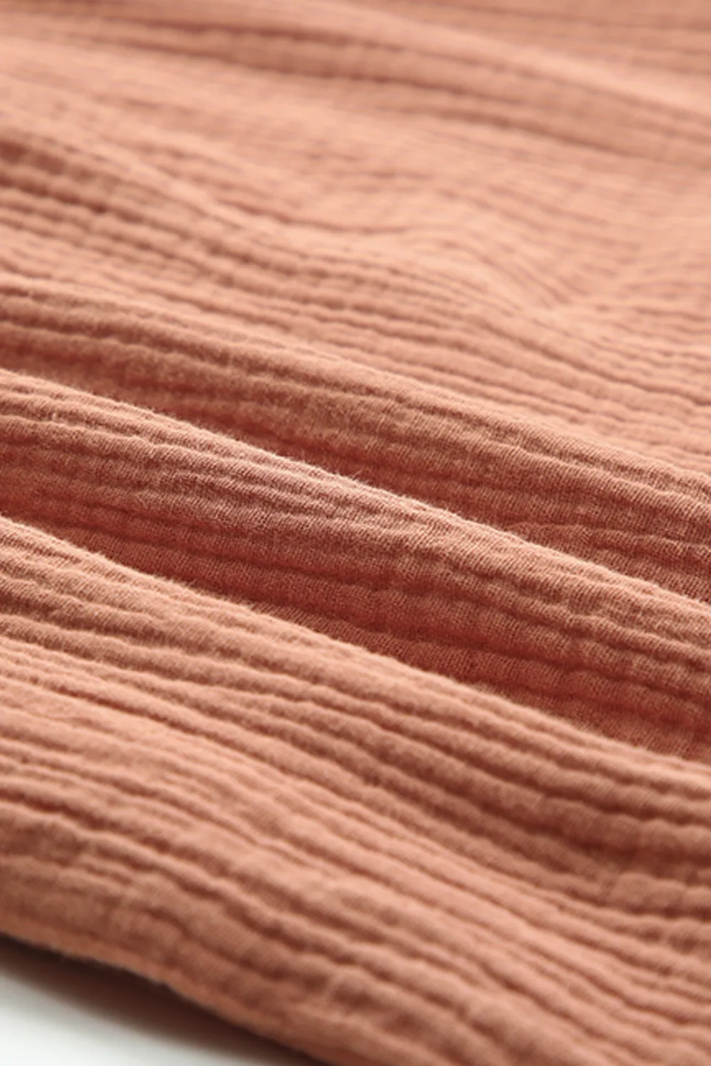 Brown Crinkle Textured Joint Bubble Sleeve Shirt Dress