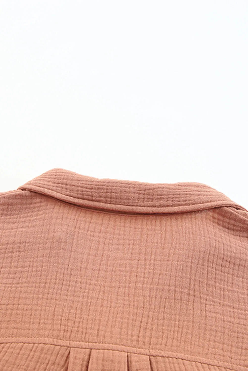 Brown Crinkle Textured Joint Bubble Sleeve Shirt Dress