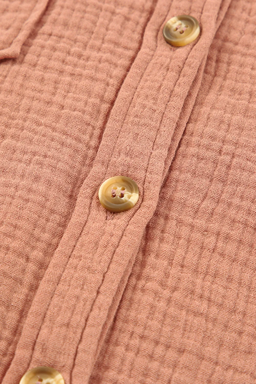 Brown Crinkle Textured Joint Bubble Sleeve Shirt Dress