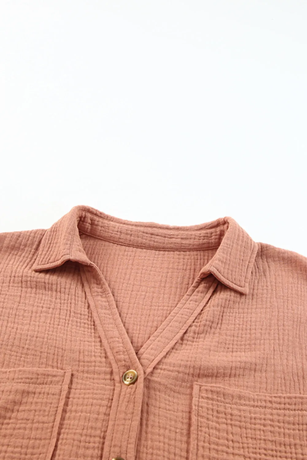 Brown Crinkle Textured Joint Bubble Sleeve Shirt Dress