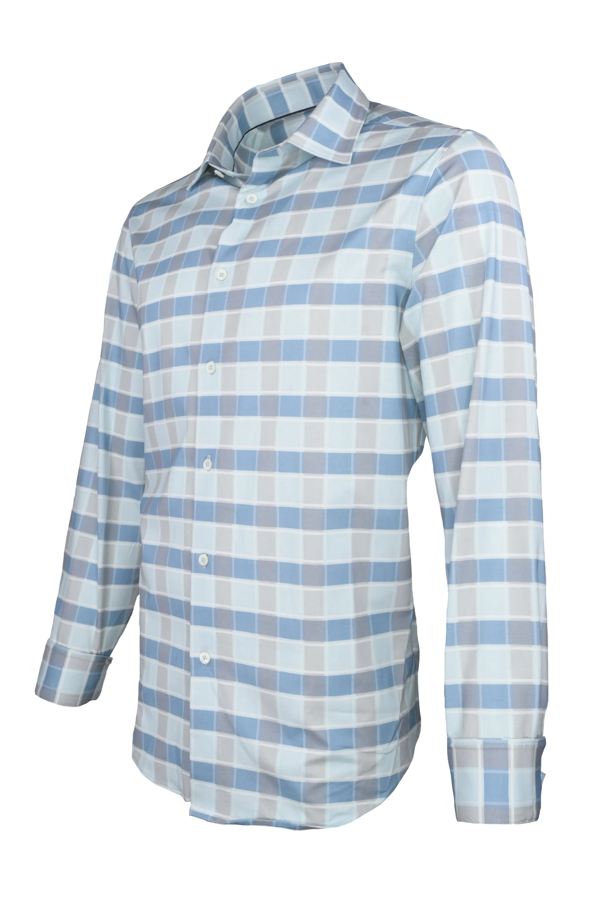 Bugatchi 8-Way Stretch Shirt Ice Blue