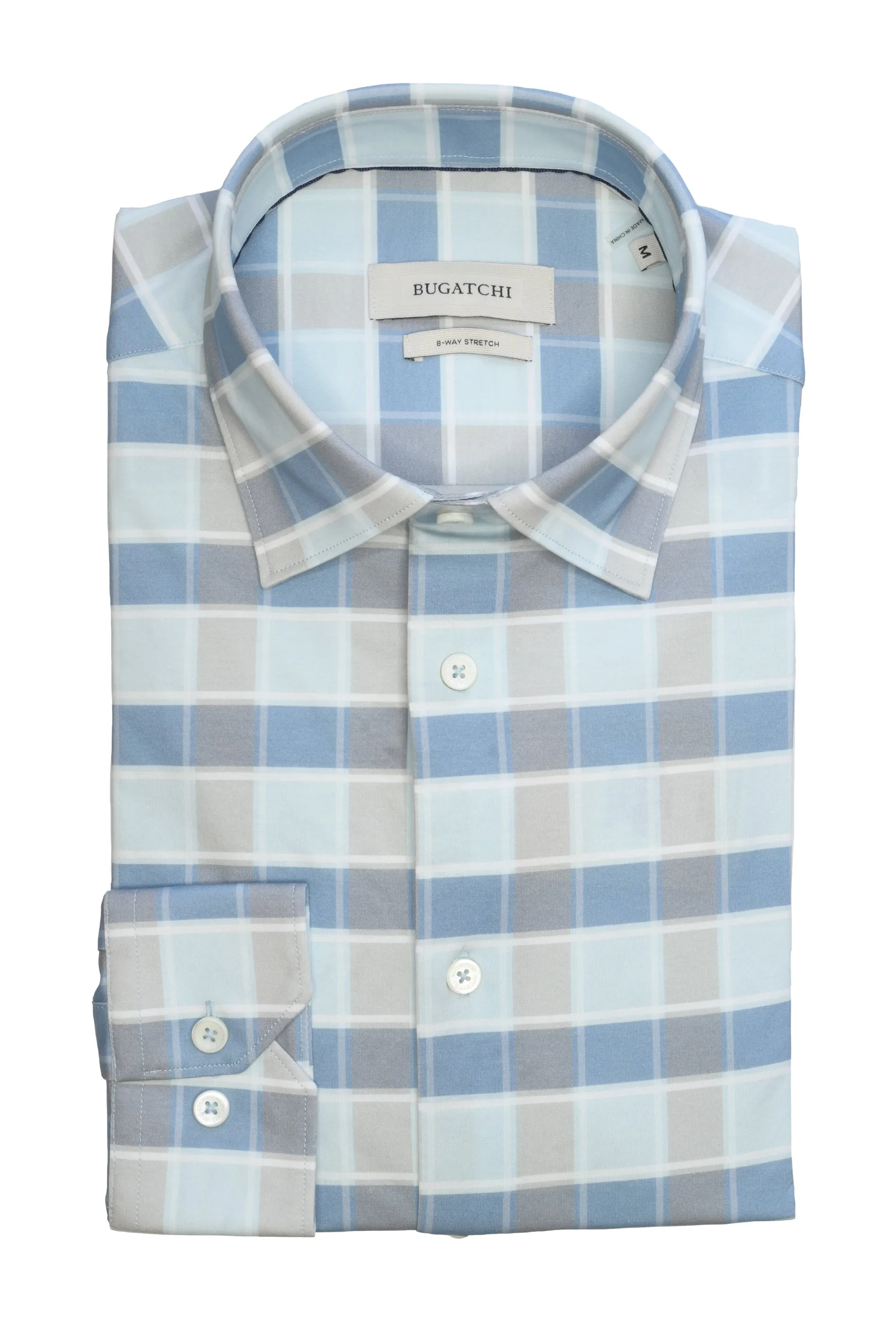Bugatchi 8-Way Stretch Shirt Ice Blue