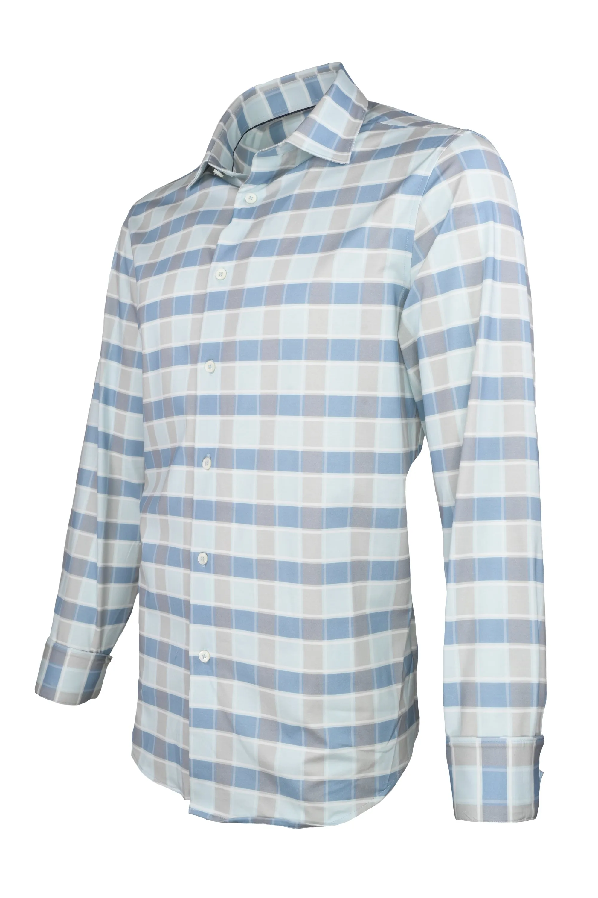 Bugatchi 8-Way Stretch Shirt Ice Blue