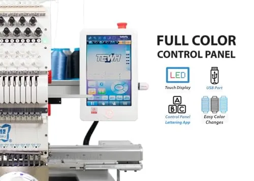 Butterfly B-1501B/T Standard Commercial Embroidery Machine, Single-Head, 15-Needles, Compact and Portable Industrial Embroidery Machine, Butterfly Embroidery Machines