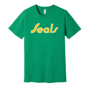 California Golden Seals Distressed Text Logo Shirt - Defunct Bay Area Sports Team - Celebrate California Hockey Heritage and History - Hyper Than Hype
