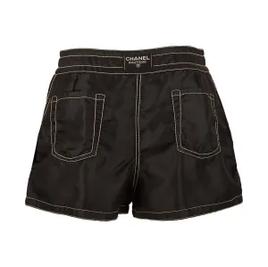 Chanel Black Contrast Stitch Logo Shorts