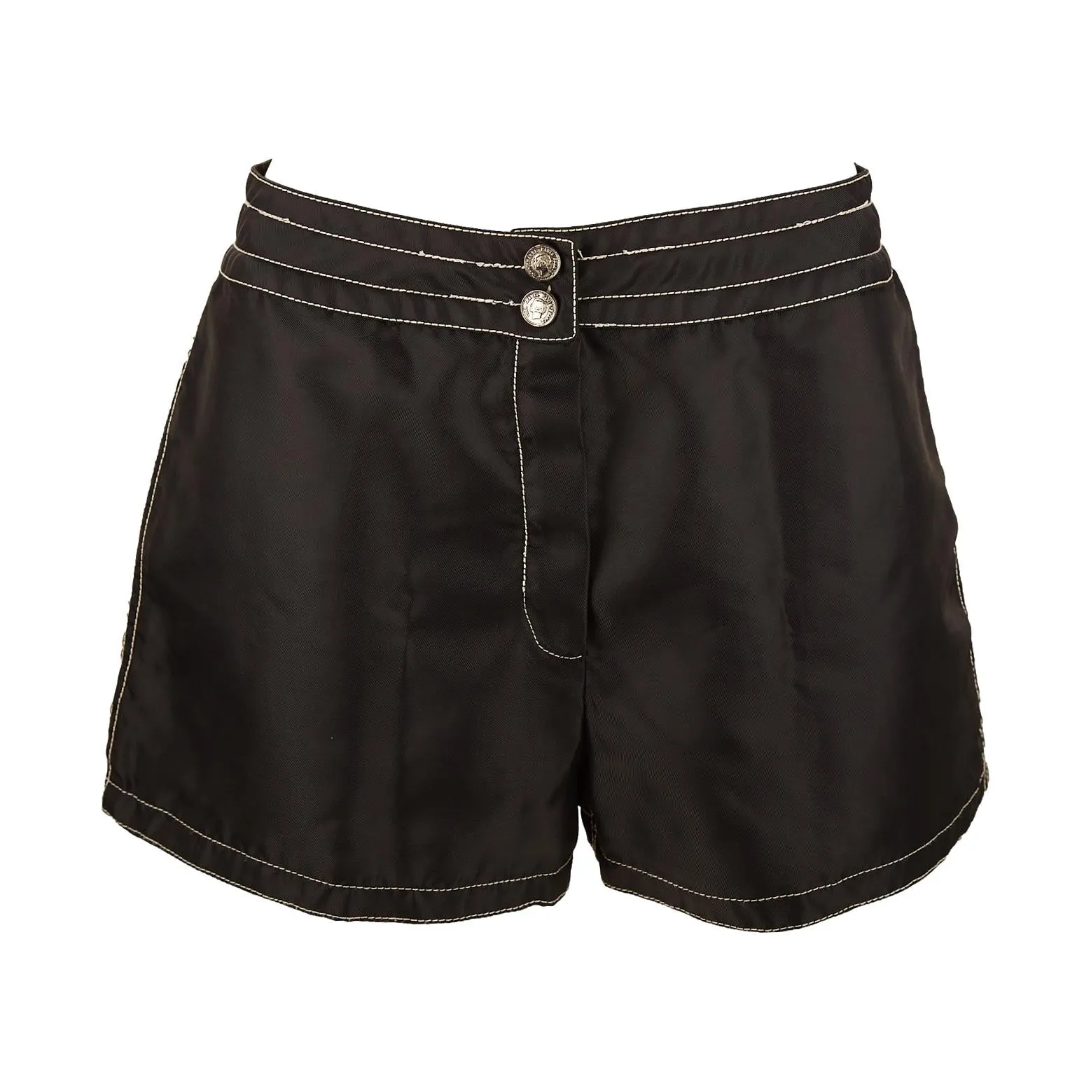 Chanel Black Contrast Stitch Logo Shorts