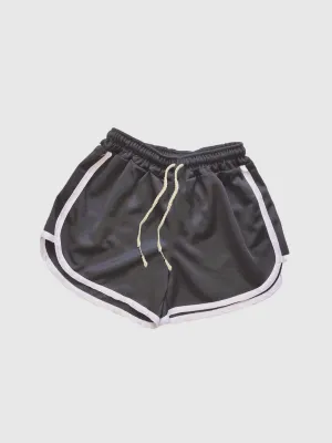 Charcoal Contrast Striped Dolphine Shorts