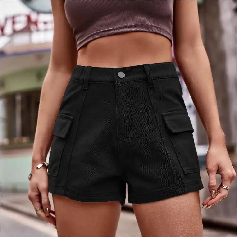 Chic High-Waist Denim Shorts with Pockets