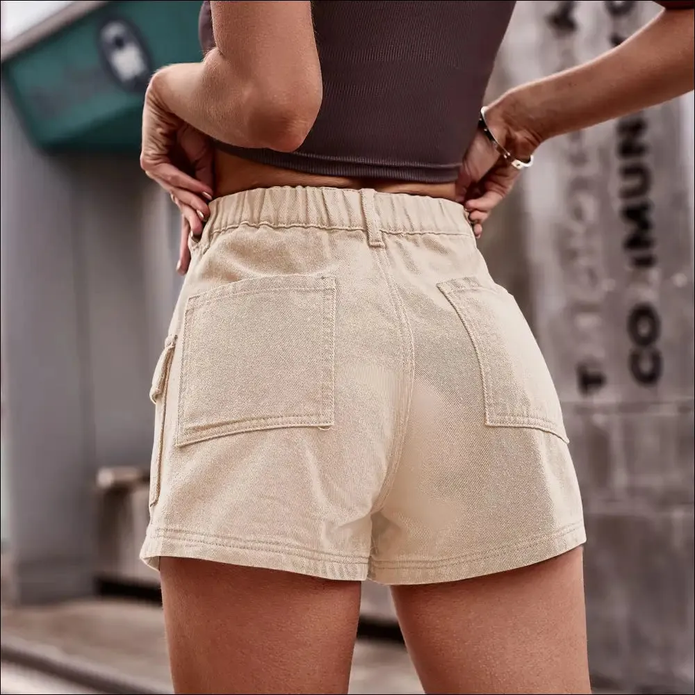 Chic High-Waist Denim Shorts with Pockets