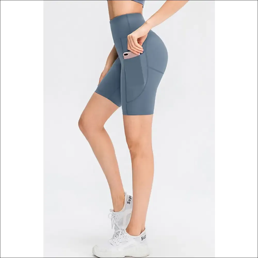 Chic Wide Waistband Sports Shorts with Pockets