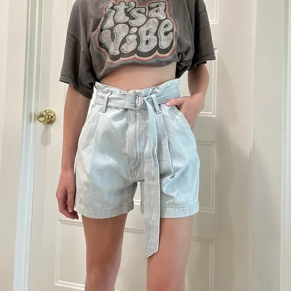 Citizens of Humanity vintage denim style Yvette high waisted Belted Shorts